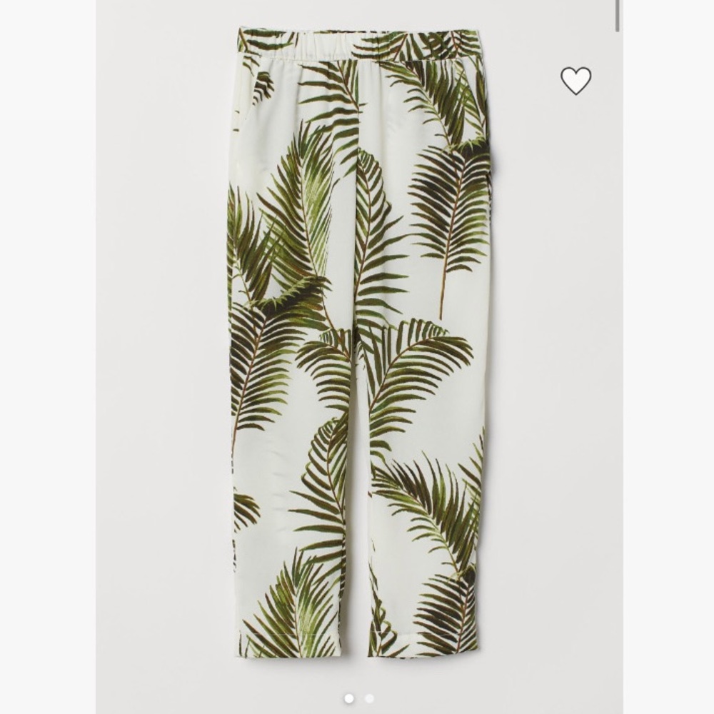 Flowy palm leaf pants.